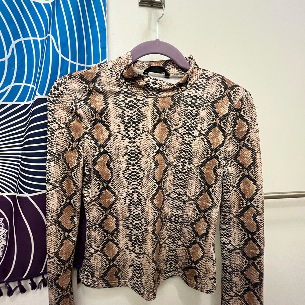 Snakeskin Print Long Sleeve Top